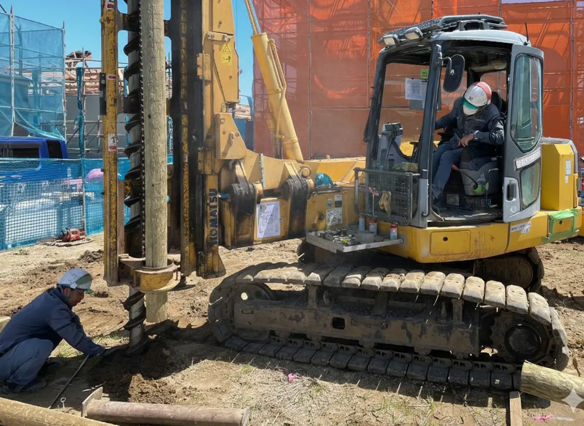 環境パイル工法の施工写真